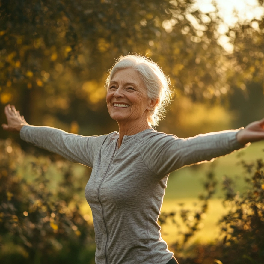 Активний пенсіонер займається фітнесом